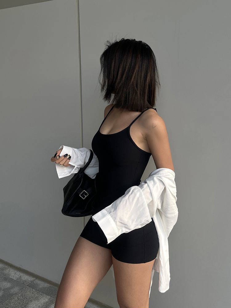 AliExpress Solid Backless Tank Bodysuit Sexy Hot Camisole Top Jumpsuit Women's Bodycon Summer Black Sleeveless Slim Rompers Y2k Clothing, view 4