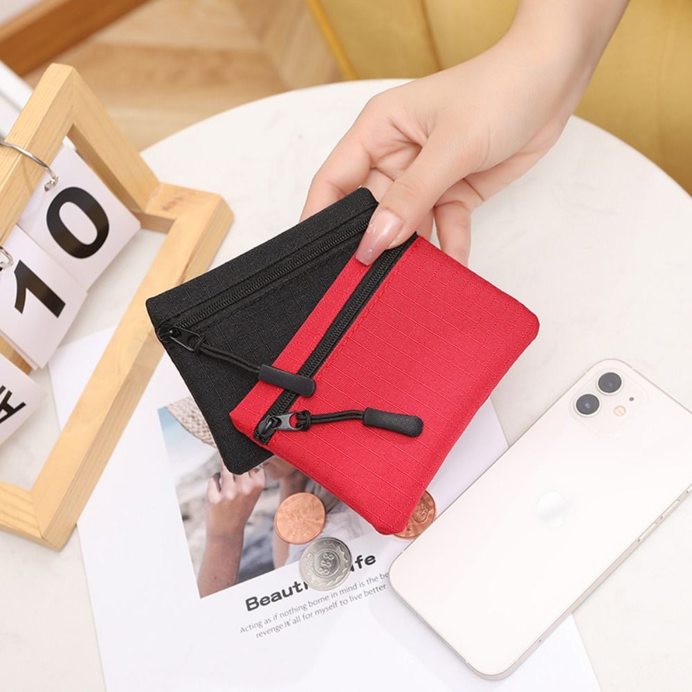AliExpress Solid Color Mini Coin Purse Unisex Zipper Canvas Coin Key Bag Kid Storage Pouch Money Pocket, view 3
