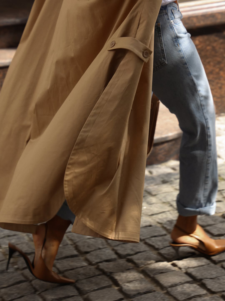 AliExpress Solid Commute Women's Trench Coat Ovesized Puff Sleeve Single Breasted Long Jacket Lapel Side Slit 2026 New Autumn Lady Outwear, view 5