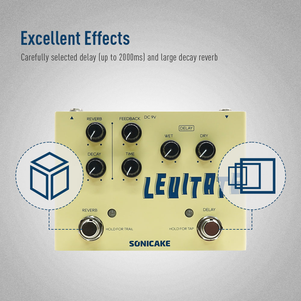 AliExpress SONICAKE Local Levitate Digital Delay and Reverb 2 in 1 Functions Guitar Effects Pedal with Dual Footswitch Shipping from US, view 4