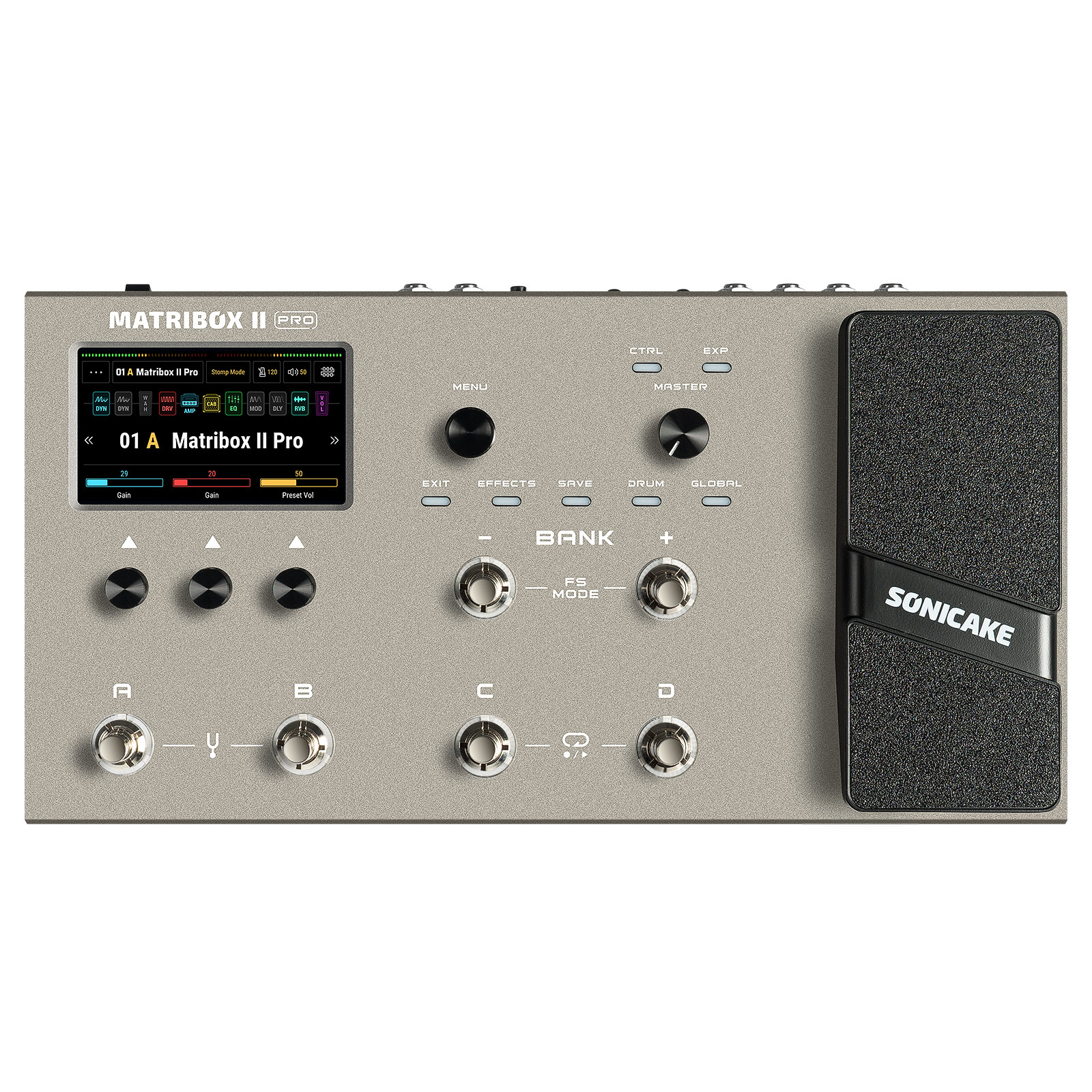 AliExpress SONICAKE Matribox II Pro 4.3" colorful Touch Screen Guitar Bass Amp Modeling IR Multi-Effects with Expression Pedal FX Loop MIDI