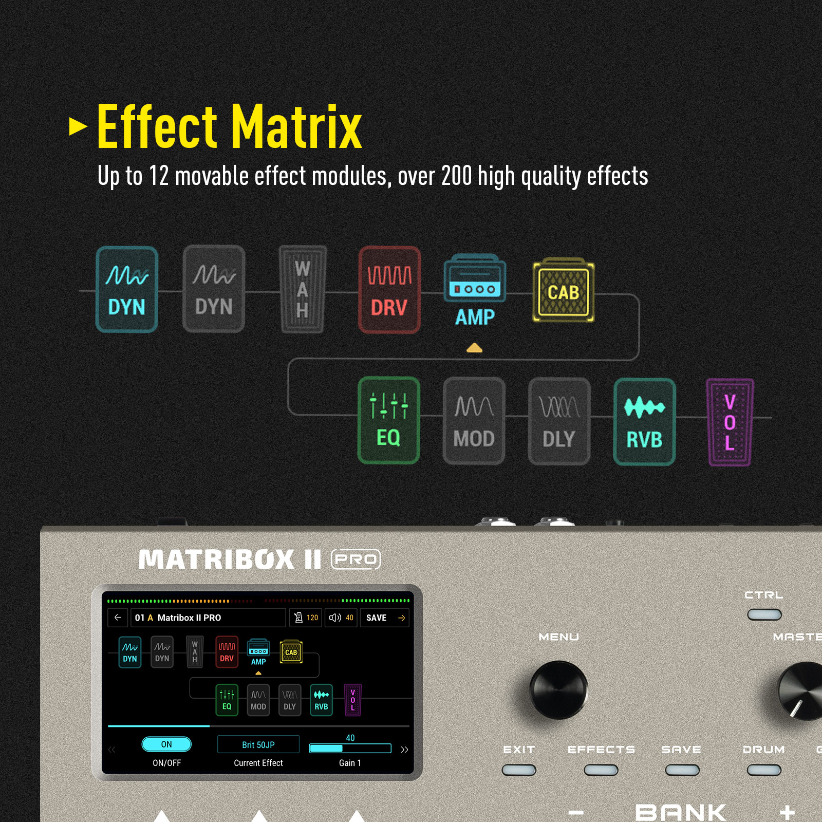 AliExpress SONICAKE Matribox II Pro 4.3" colorful Touch Screen Guitar Bass Amp Modeling IR Multi-Effects with Expression Pedal FX Loop MIDI, view 4
