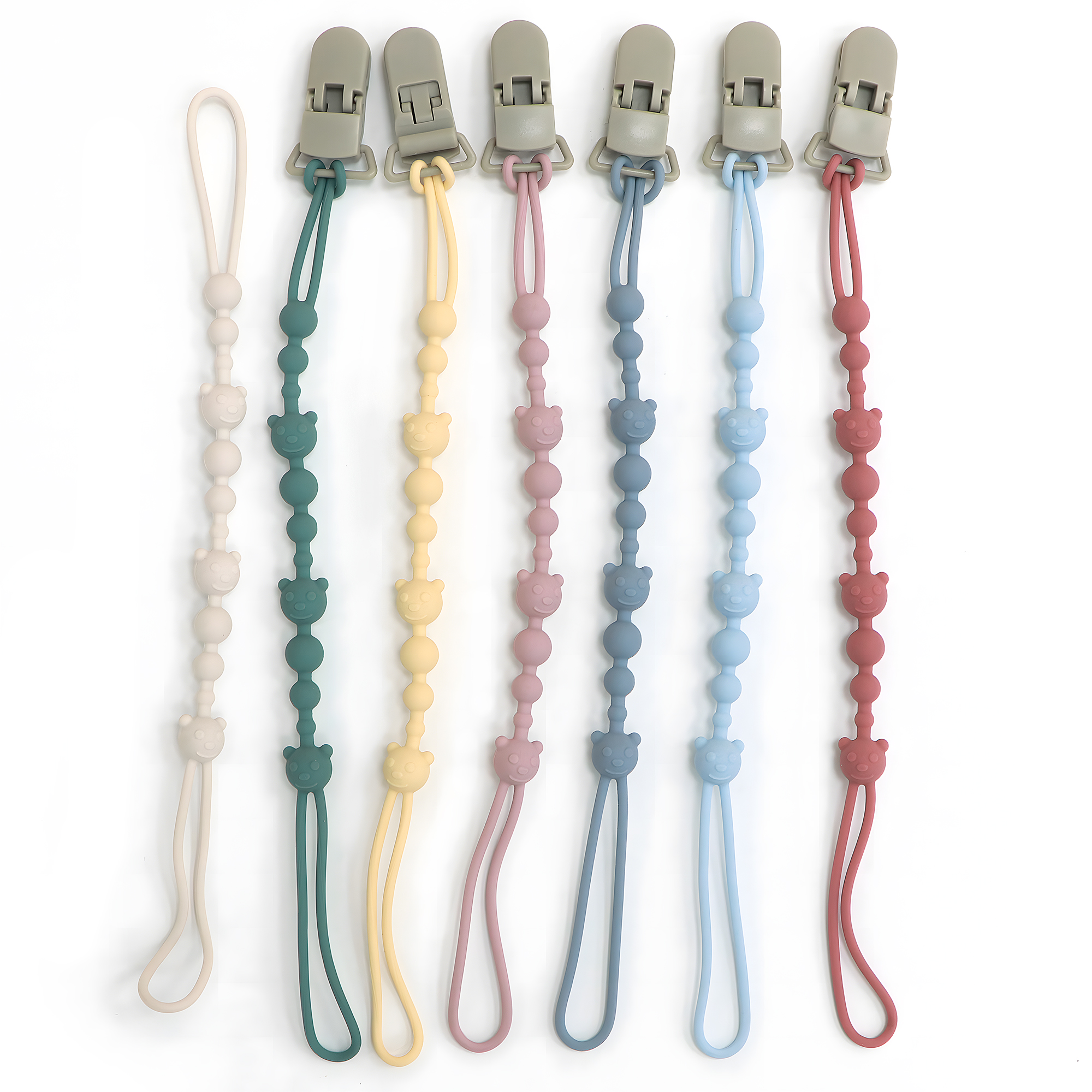 AliExpress Soothing Pacifier Anti-chain Baby Stroller Teether Anti-loss Chain Baby Silicone Pacifier Clip Toy Biting Glue Lanyard, view 2