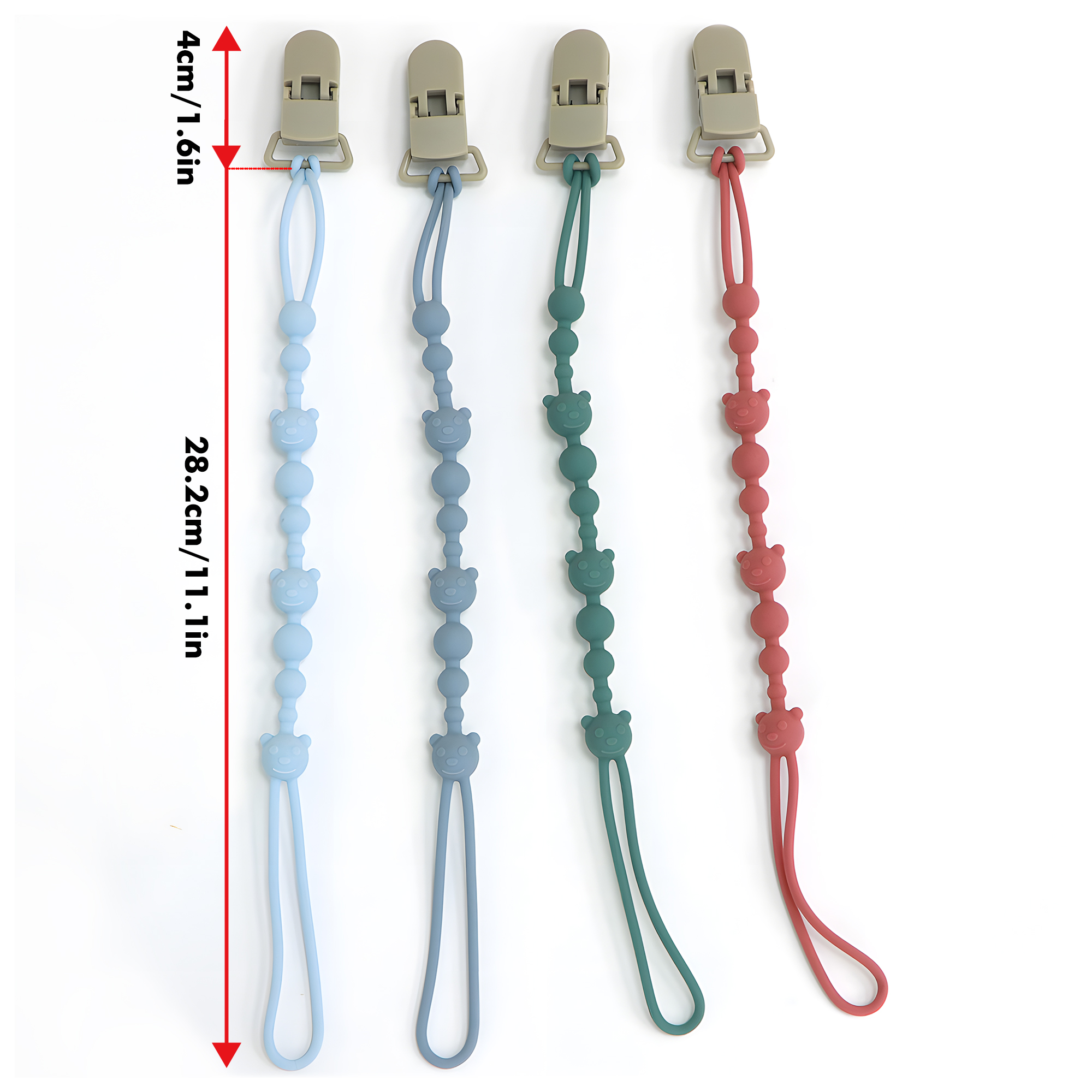 AliExpress Soothing Pacifier Anti-chain Baby Stroller Teether Anti-loss Chain Baby Silicone Pacifier Clip Toy Biting Glue Lanyard, view 6