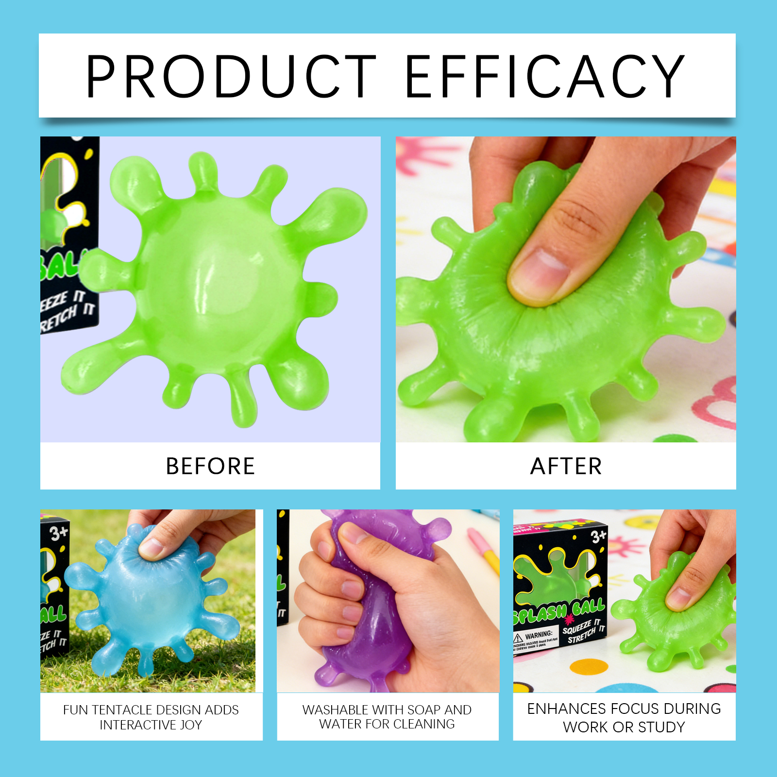 AliExpress Splash Shaped Pinching Ball Slow Rebound Pressure Relief Ball Maltose Decompression Toy Squeeze Balls Blind Box Party Gif Toys, view 6