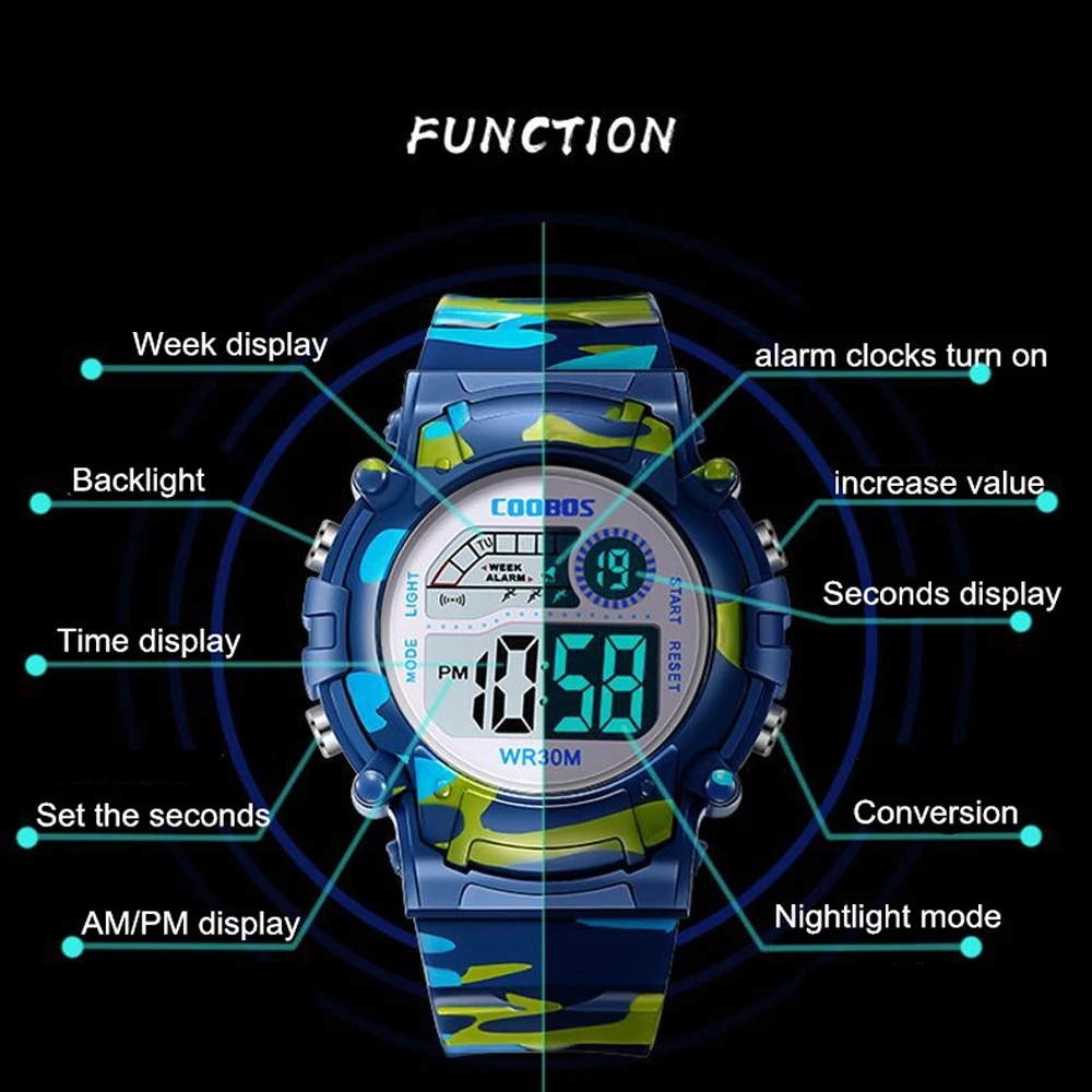 AliExpress Kids Waterproof LED Digital Sports Watch, view 3