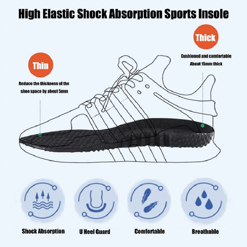 AliExpress Sport Insoles for Shoes Sole Shock Absorption Deodorant Breathable Cushion Running Insoles For Feet Man Women Massage Care Pads, view 5