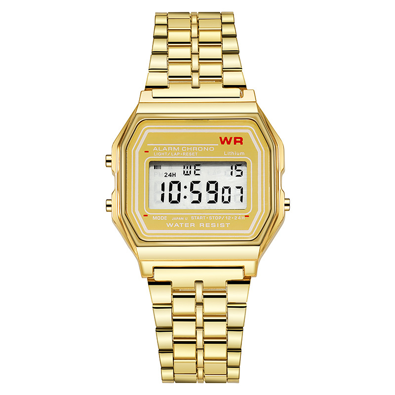 AliExpress Rose Gold Retro Digital Alarm Watch, view 3