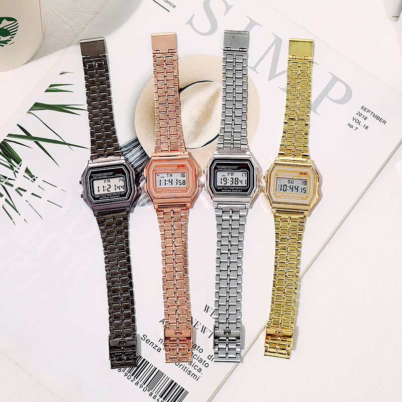 AliExpress Rose Gold Retro Digital Alarm Watch, view 4