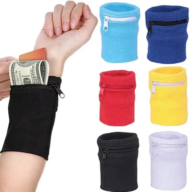 AliExpress Sports Wristband with Zipper Pouch Running Sports Arm Band Bag For MP3 Key Card Storage Bag Basketball Sweatbands Wristband Bags