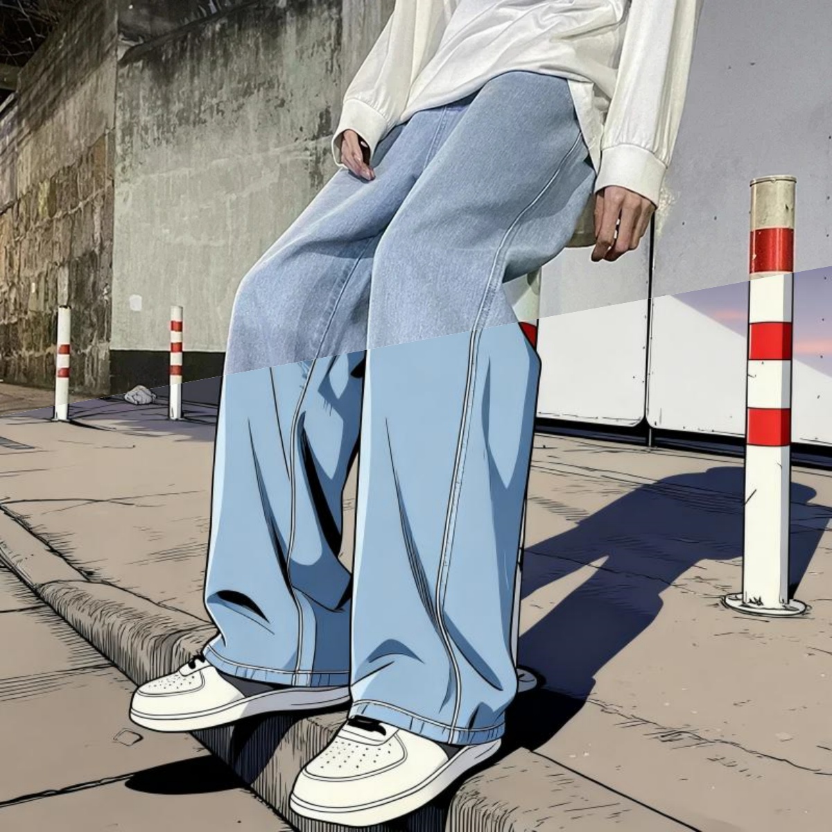 AliExpress Men's Oversized Straight Wide-Leg Baggy Jeans