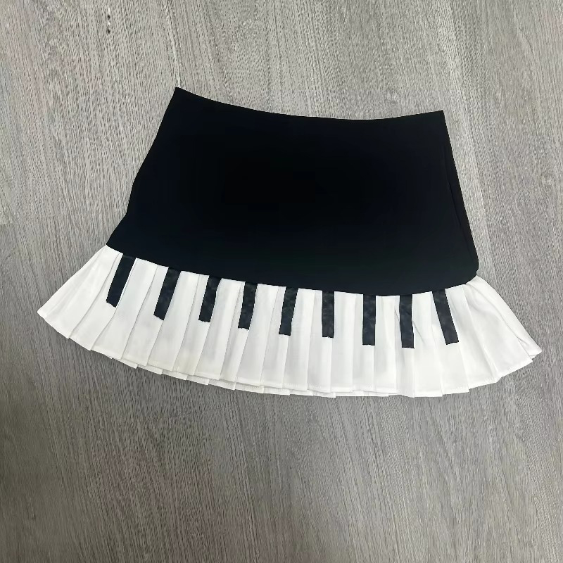AliExpress Women's Black and White Spliced Mini Skirt, view 2