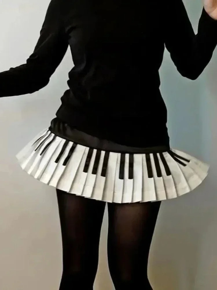 AliExpress Women's Black and White Spliced Mini Skirt, view 4