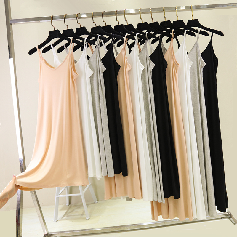AliExpress Spring Summer 2026 Woman Tank Dress Casual Modal Sexy Camisole Elastic Female Home Beach Dresses O-Neck Camis Sexy Dress
