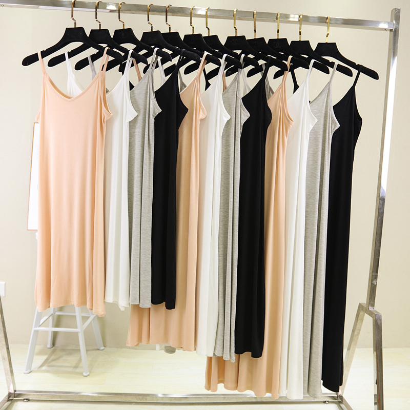AliExpress Spring Summer 2026 Woman Tank Dress Casual Modal Sexy Camisole Elastic Female Home Beach Dresses O-Neck Camis Sexy Dress, view 2