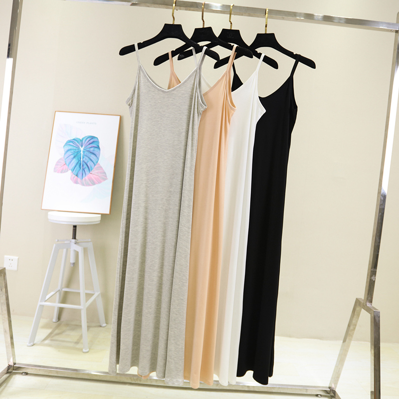 AliExpress Spring Summer 2026 Woman Tank Dress Casual Modal Sexy Camisole Elastic Female Home Beach Dresses O-Neck Camis Sexy Dress, view 3
