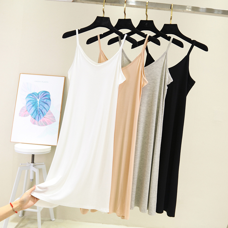 AliExpress Spring Summer 2026 Woman Tank Dress Casual Modal Sexy Camisole Elastic Female Home Beach Dresses O-Neck Camis Sexy Dress, view 4