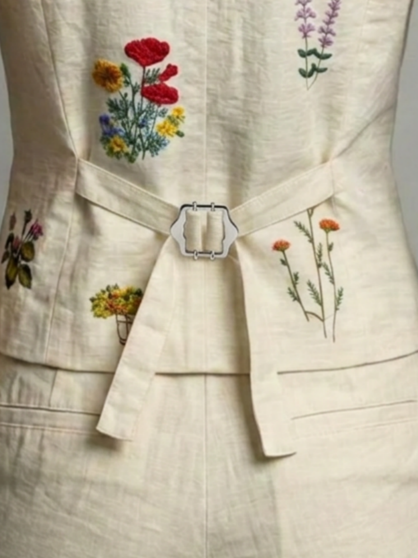 AliExpress Spring Summer Autumn Linen Gilet with Unique Random Embroidery, Elegant Versatile Commuter Outer‑wear Vest, view 6