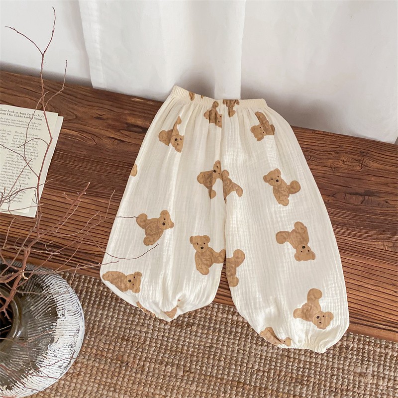 AliExpress Spring Summer Mosquito Proof Pants For Boys Girls Full Printing Versatile Pants Outer Wear Toddler Casual Loose Thin Trousers, view 2
