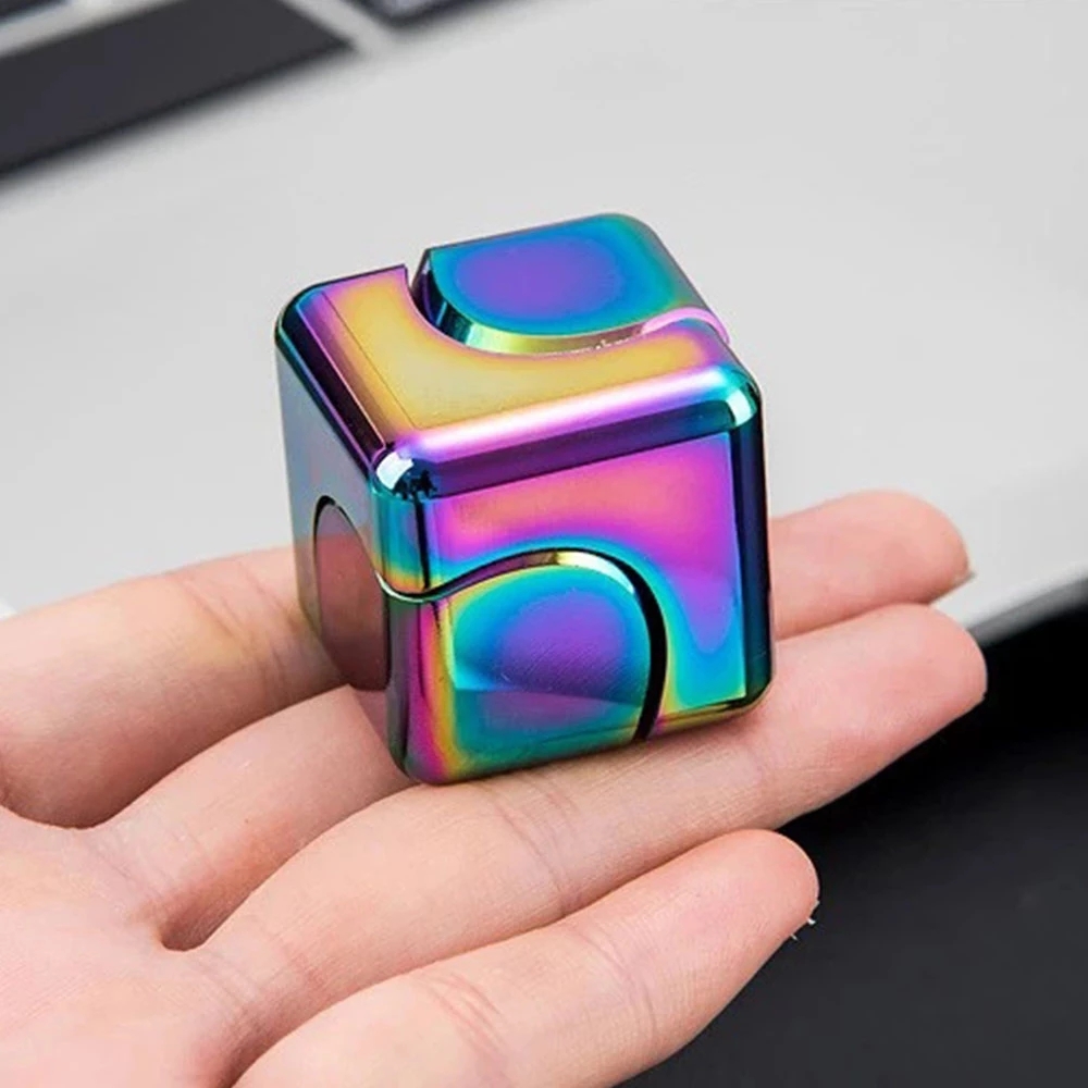 AliExpress Square Decompression Spinning Top Dice Cube Anti-Anxiety Fingertip Toys Hand Fidget Spinner Vent Toys Flipo Flip For Children, view 3