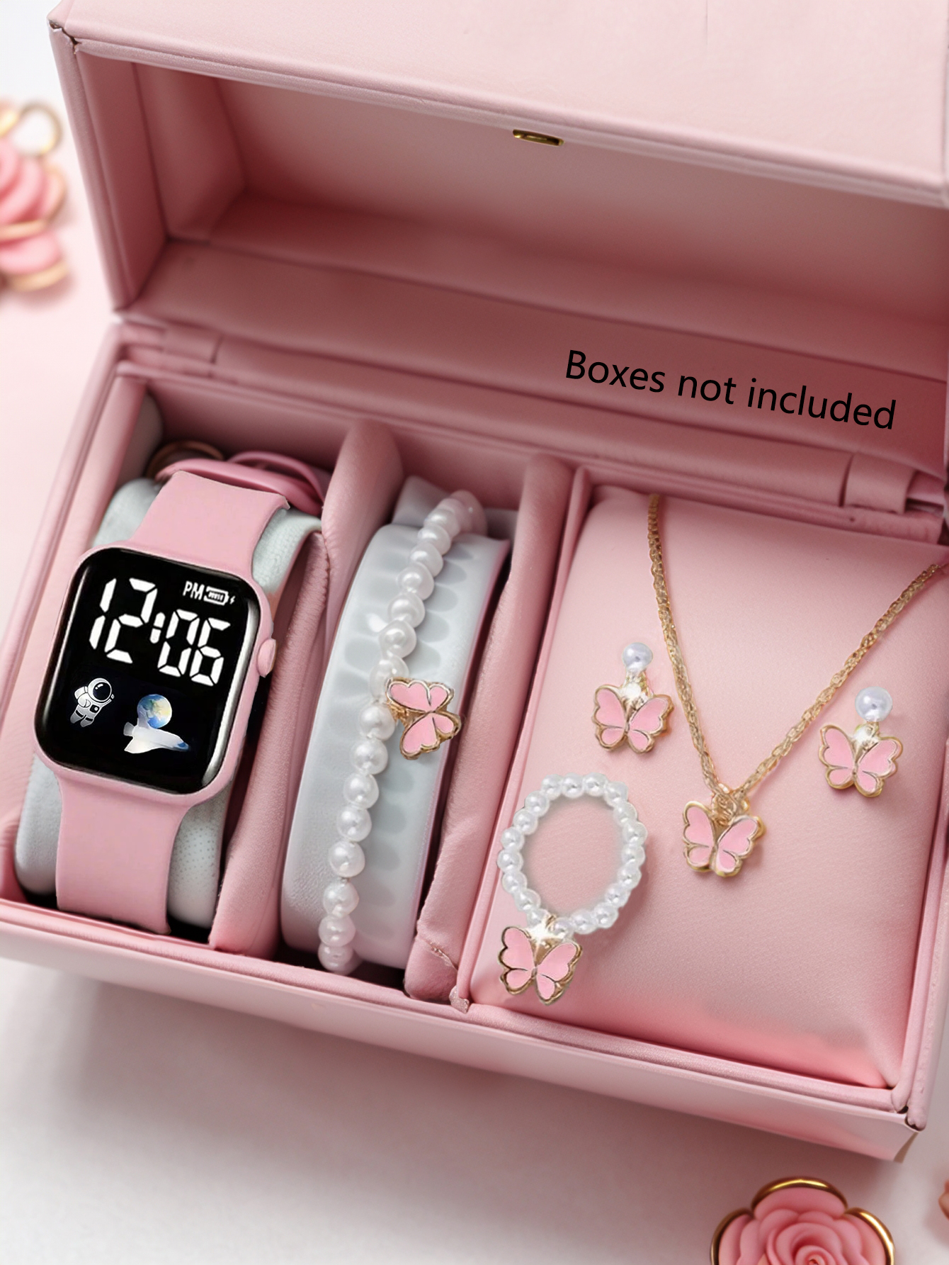 AliExpress Square Beaded Butterfly Electronic Watch Set