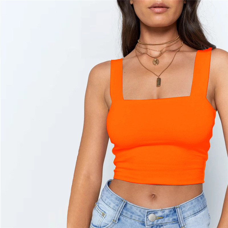 AliExpress Square Neck Sleeveless Summer Crop Top White Women Black Casual Basic T Shirt Off Shoulder Cami Sexy Backless Tank Top