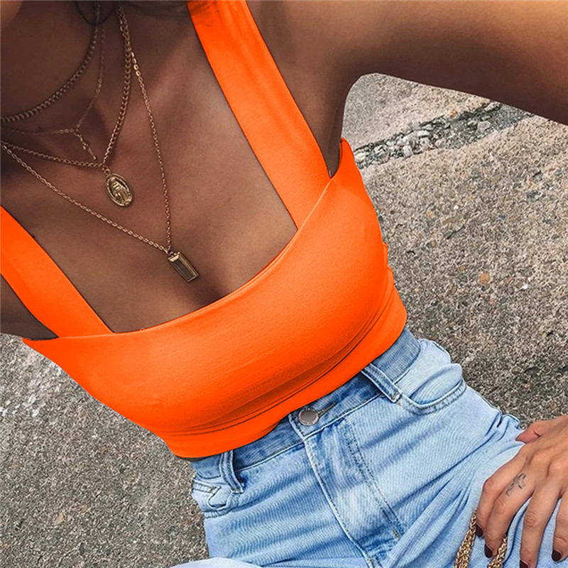 AliExpress Square Neck Sleeveless Summer Crop Top White Women Black Casual Basic T Shirt Off Shoulder Cami Sexy Backless Tank Top, view 6