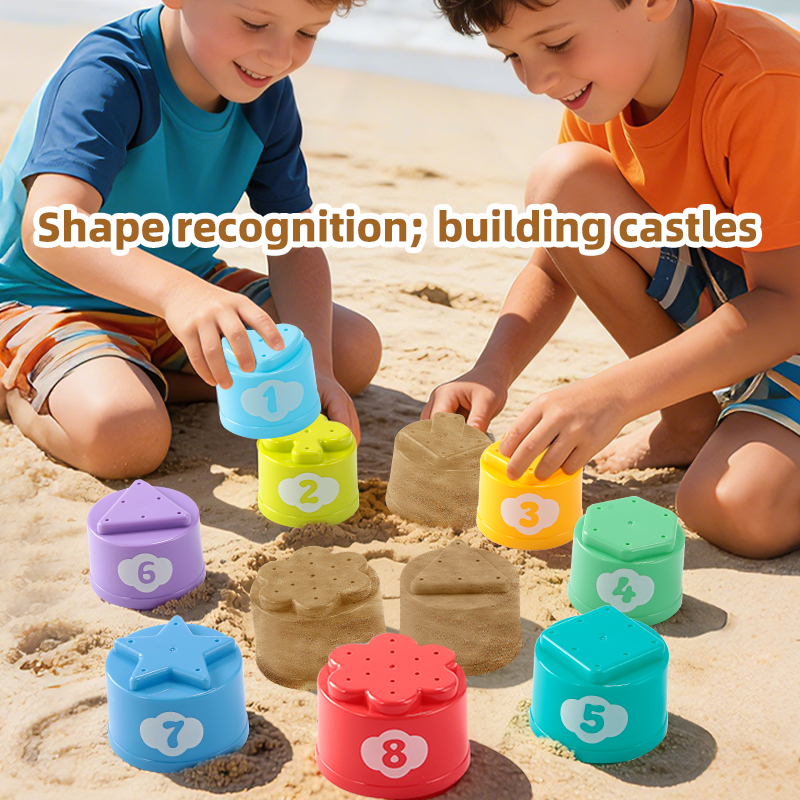 AliExpress Stackable Cups Set, Kids Montessori Shape Color Sorting Nesting Cups, Bath Time Water Leak & Beach Sand Play Toys for Toddlers, view 2