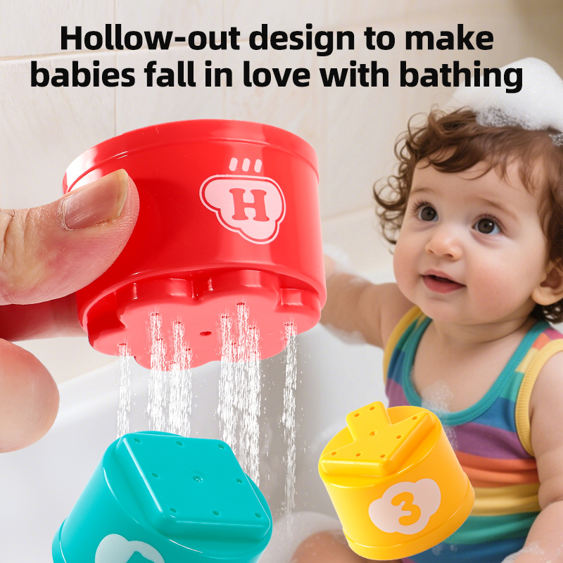 AliExpress Stackable Cups Set, Kids Montessori Shape Color Sorting Nesting Cups, Bath Time Water Leak & Beach Sand Play Toys for Toddlers, view 3