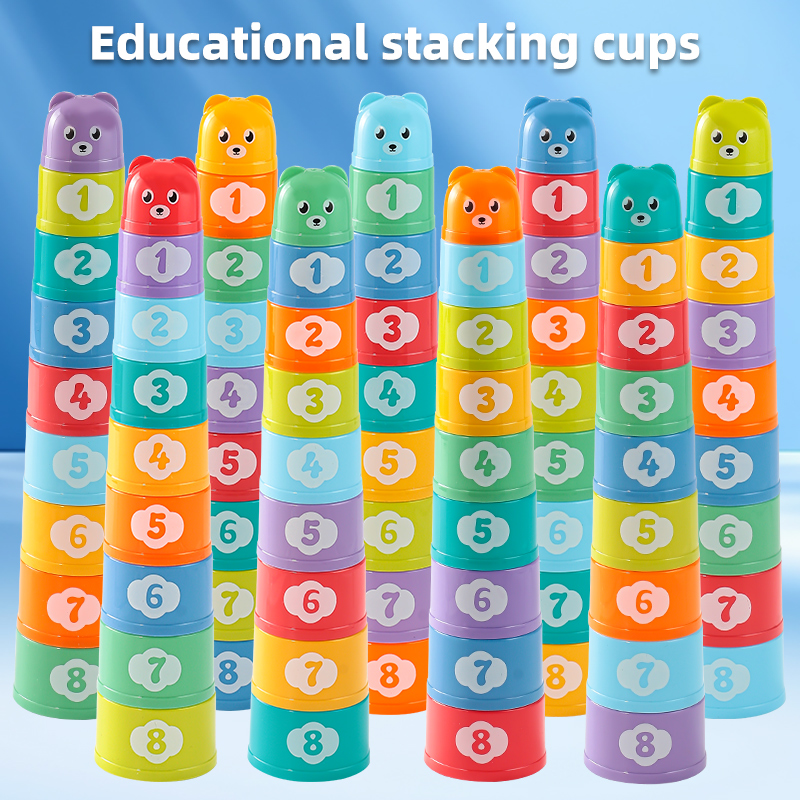 AliExpress Stackable Cups Set, Kids Montessori Shape Color Sorting Nesting Cups, Bath Time Water Leak & Beach Sand Play Toys for Toddlers, view 5