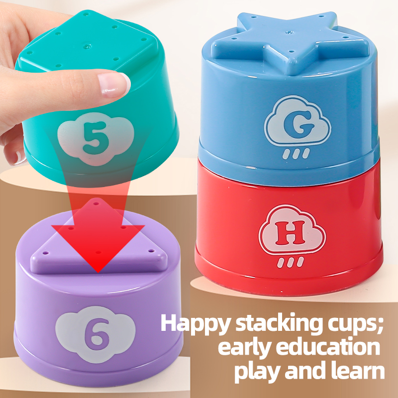 AliExpress Stackable Cups Set, Kids Montessori Shape Color Sorting Nesting Cups, Bath Time Water Leak & Beach Sand Play Toys for Toddlers, view 6