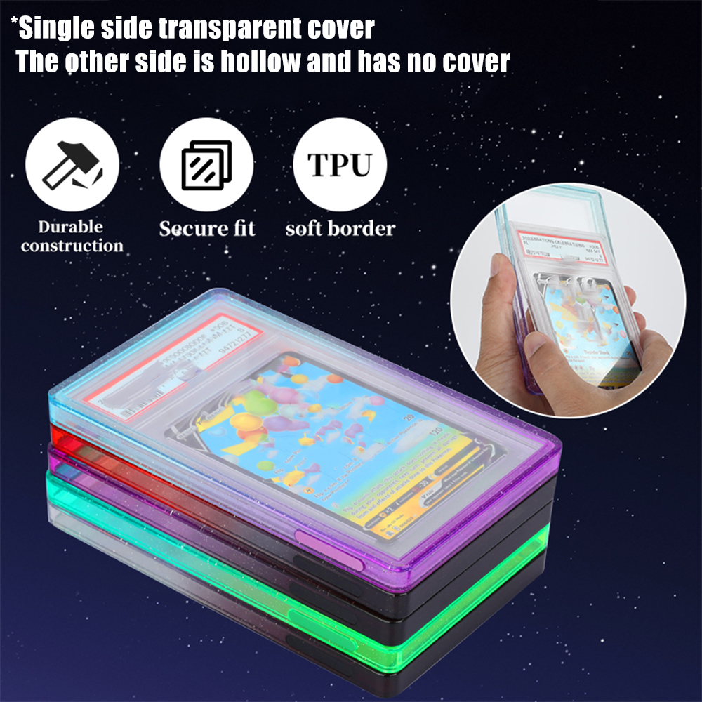 AliExpress Stackable Slab Case for PSA CGC 35PT Graded Card, TPU Slab Bumper Protector with Back Panel ,Multicolor Gillter, For PTCG, view 5