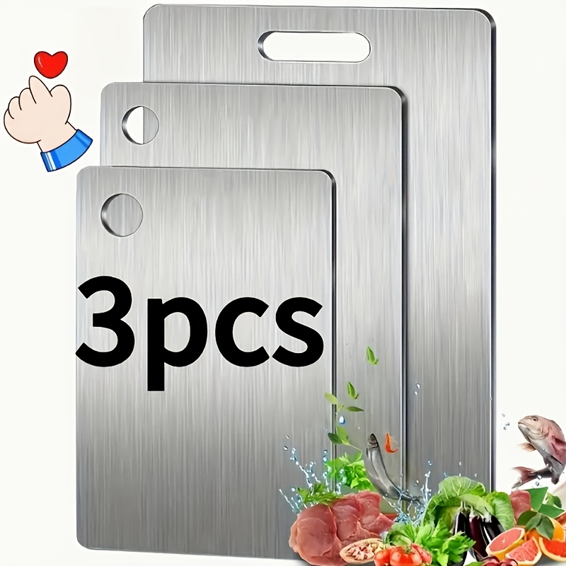 AliExpress Stainless Steel Cutting Board Set with Juice Grooves