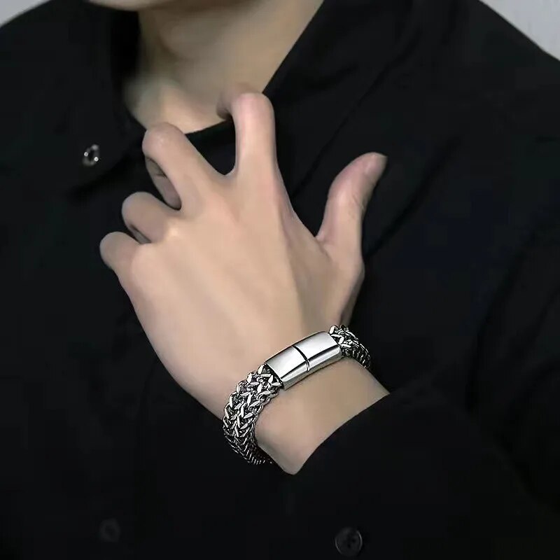AliExpress Braided Stainless Steel Magnetic Buckle Bracelet, view 4