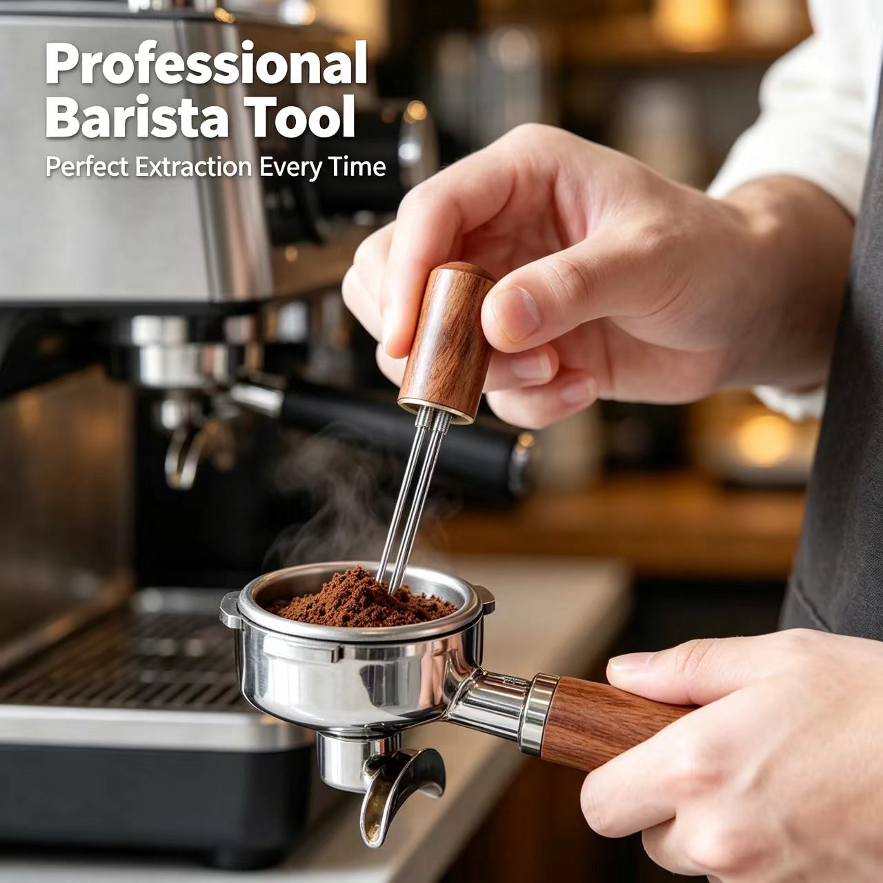 AliExpress Stainless Steel Coffee Powder Tamper Espresso Stirrer Distributor Leveler - Essential Tool for Cafe Baristas And Espresso Lovers, view 3