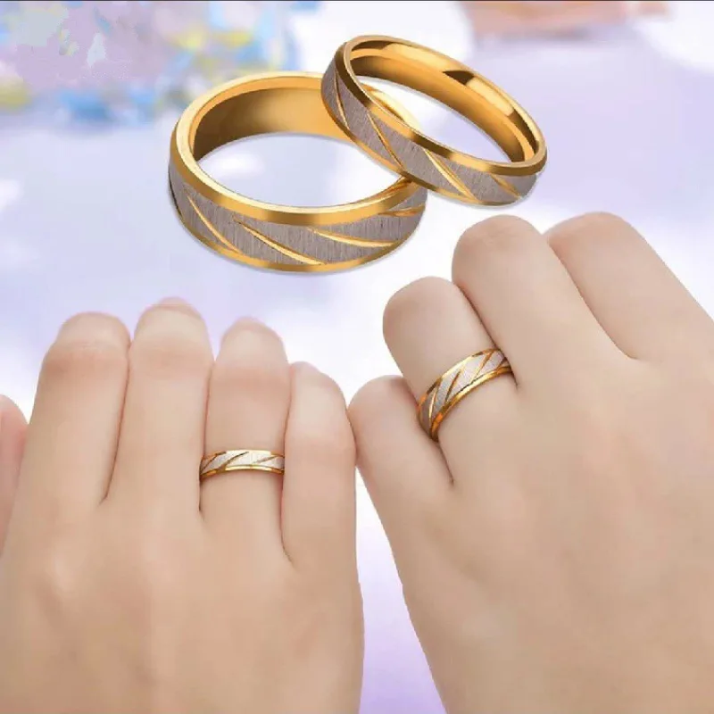 AliExpress Gold-Tone Stainless Steel Wave Couple Ring