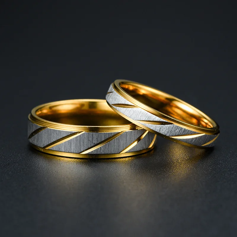 AliExpress Gold-Tone Stainless Steel Wave Couple Ring, view 2
