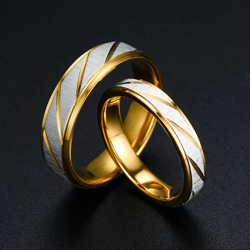 AliExpress Gold-Tone Stainless Steel Wave Couple Ring, view 3