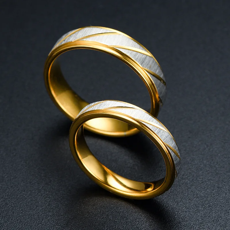 AliExpress Gold-Tone Stainless Steel Wave Couple Ring, view 4