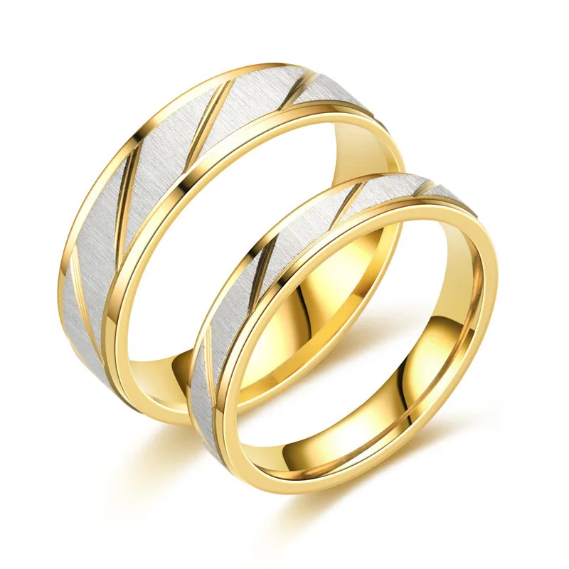 AliExpress Gold-Tone Stainless Steel Wave Couple Ring, view 5
