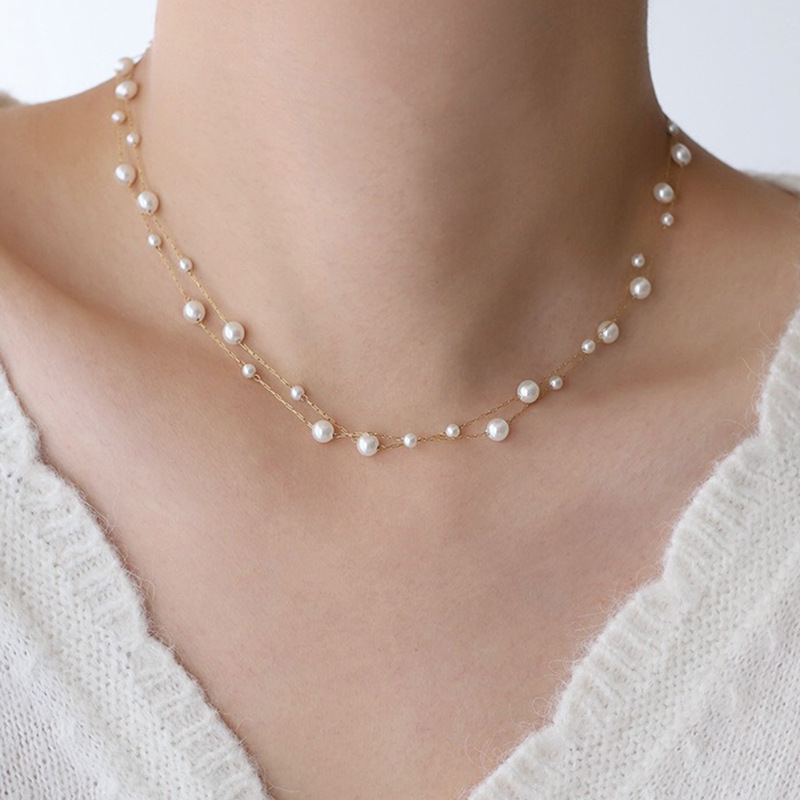 AliExpress Stainless Steel Pearl Chain Choker Necklace