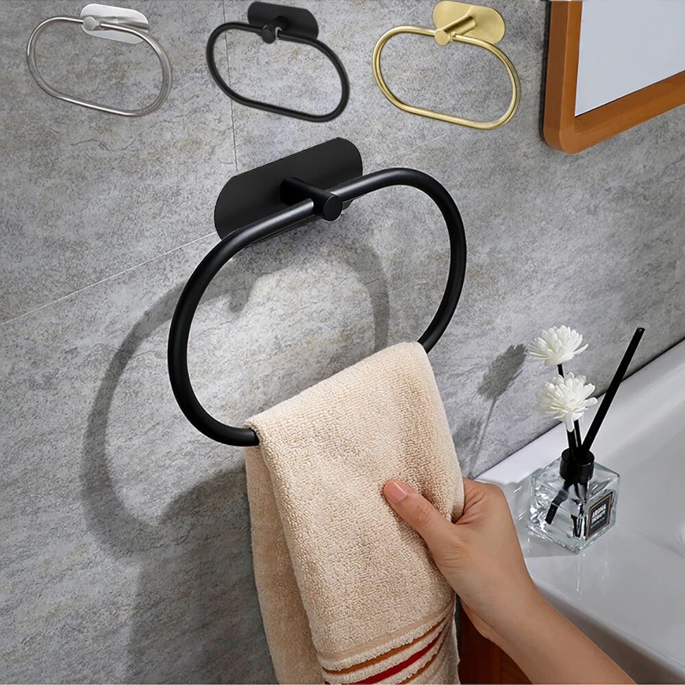 AliExpress Black Self-Adhesive Stainless Steel Towel Ring