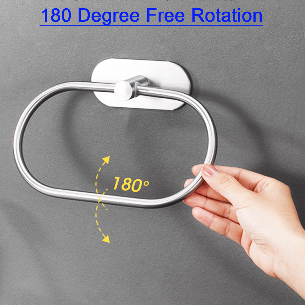 AliExpress Black Self-Adhesive Stainless Steel Towel Ring, view 4
