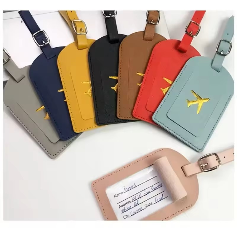 AliExpress Stamped Leather Luggage Tag with Clip, view 2