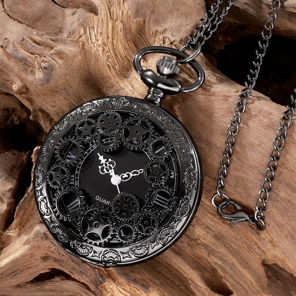 AliExpress Steampunk Hollow Gear Pocket Watch Necklace, view 4