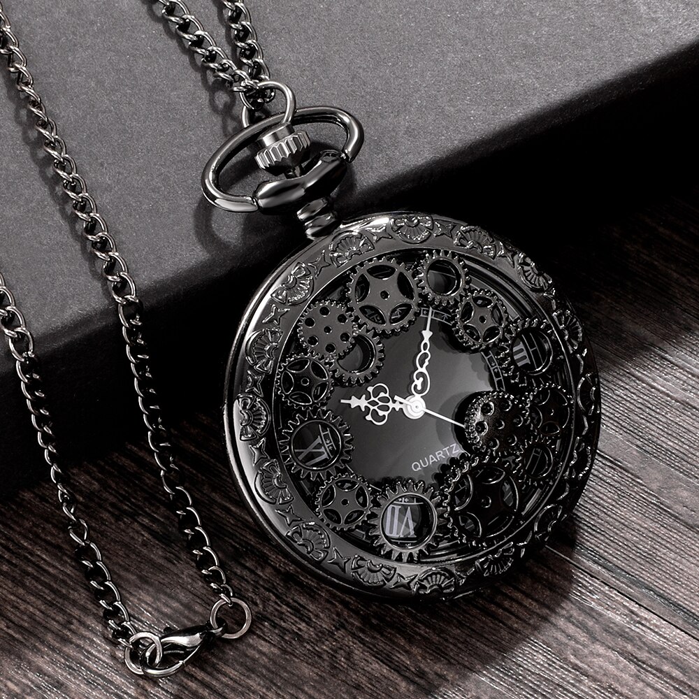 AliExpress Steampunk Hollow Gear Pocket Watch Necklace, view 6