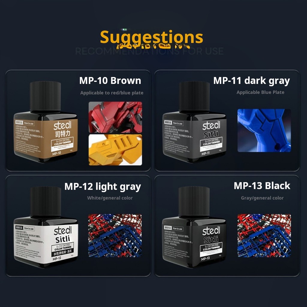 AliExpress Stedi MP Series 40g Weathering Acrylic Paints Panel Liners for Gunpla Military Models Hobby DIY Crafting Models Build Supplies, view 4