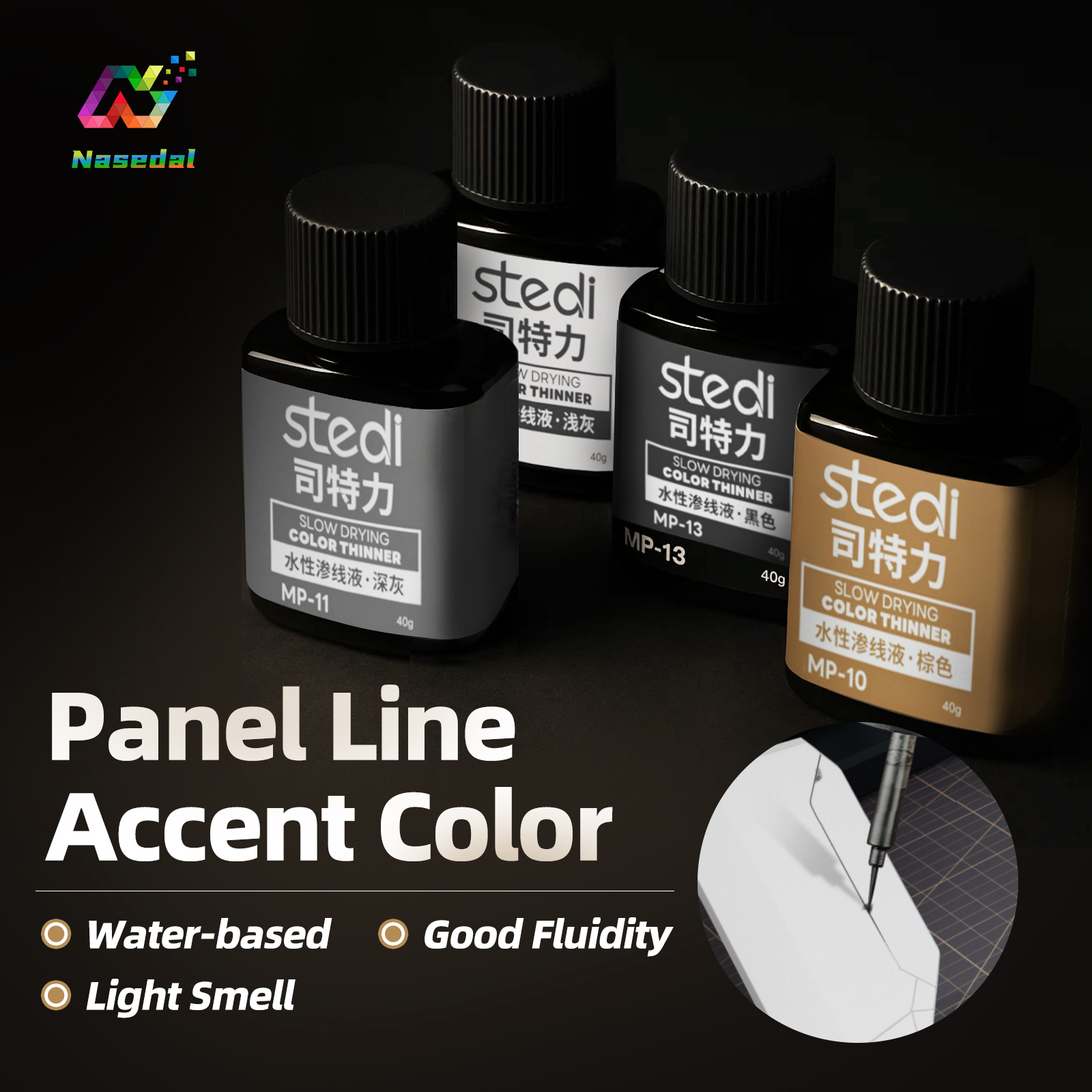 AliExpress Stedi MP Series 40g Weathering Acrylic Paints Panel Liners for Gunpla Military Models Hobby DIY Crafting Models Build Supplies, view 5