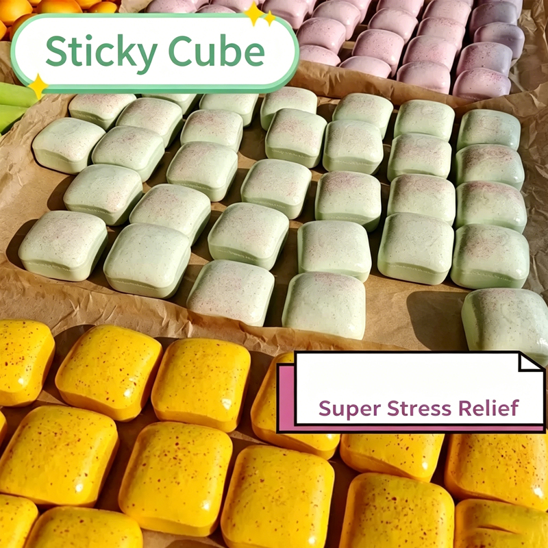 AliExpress Sticky Cube Slow‑Rising Squishy Toy, PU Ultra‑Wet Soft Tacky Hand‑Feel Fidget Toy, Decompression Stress Relief Squeeze Toy, view 4