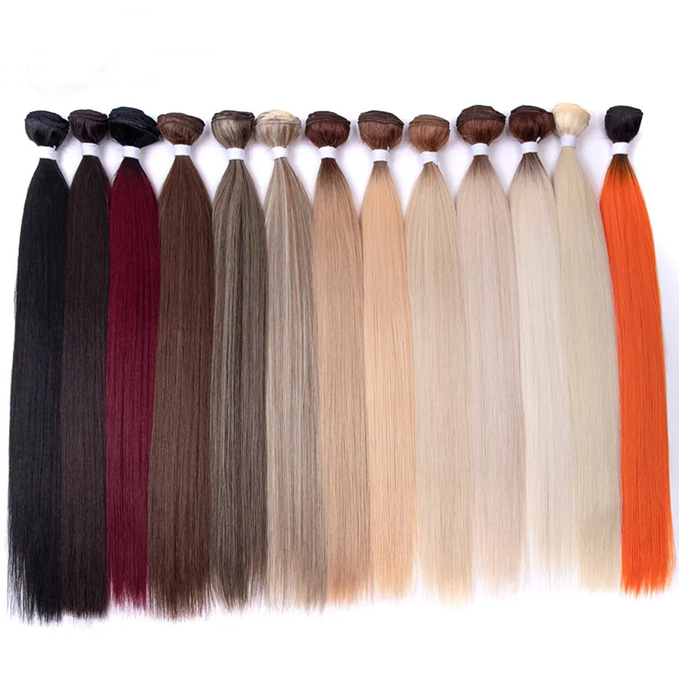 AliExpress Straight Hair Bundles Salon Natural Hair Extensions Fake Fibers Super Long Synthetic Yaki Straight Hair Weaving Full to End